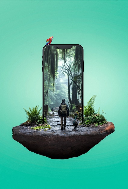mobile phone screen frame travel collage