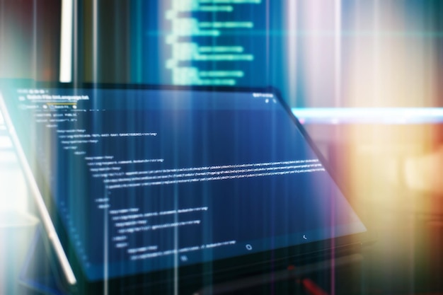 monitor closeup of function source code abstract it technology background software source code