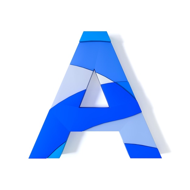 multicolored extruded alphabet a with isolated on white background 3d rendering