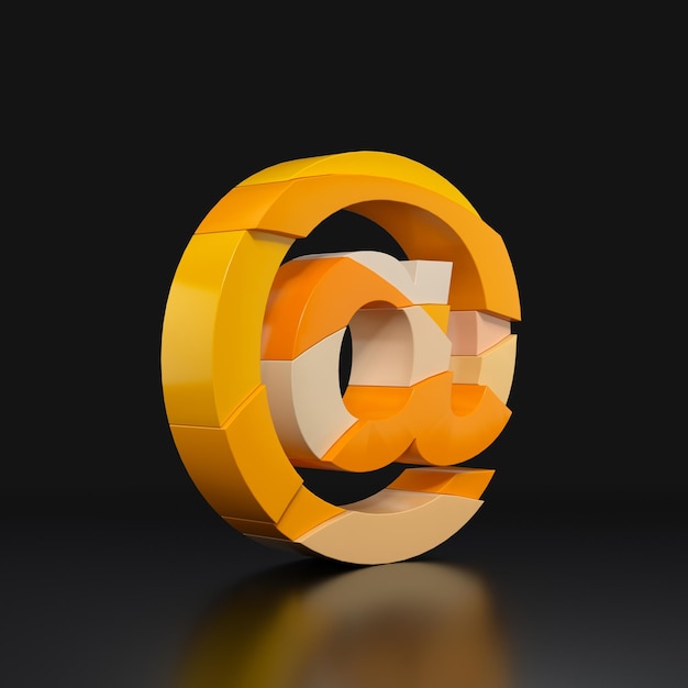 Multicolored Extruded Email Sign Icon Isolated on Black Background 3d Rendering