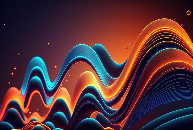 neon colored waves on a dark background abstract glowing spectrum lines psychedelic aesthetic 3d rendering ai generated