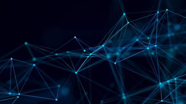 Network connection structure Data transfer Abstract background with interweaving of dots and lines 3D