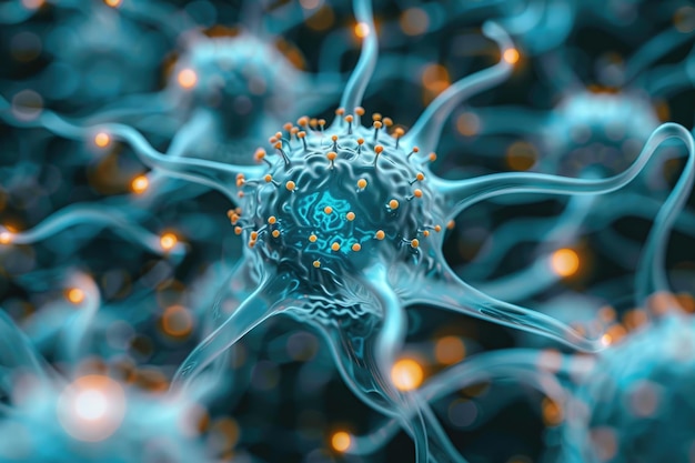 Neutral Brain cell macro photography electron microscope view
