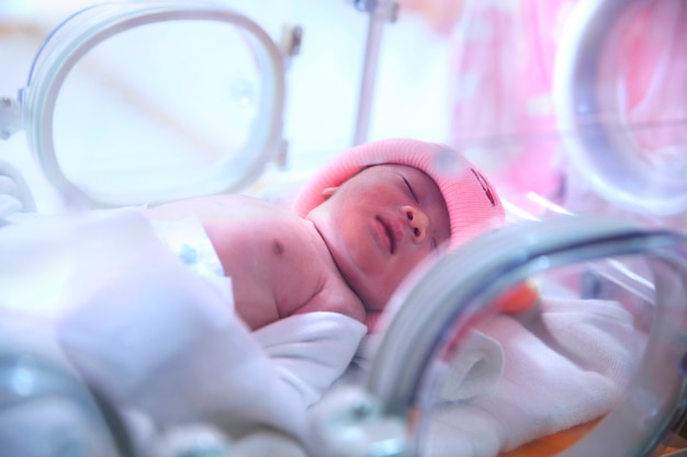 newborn baby in hospital post-delivery room