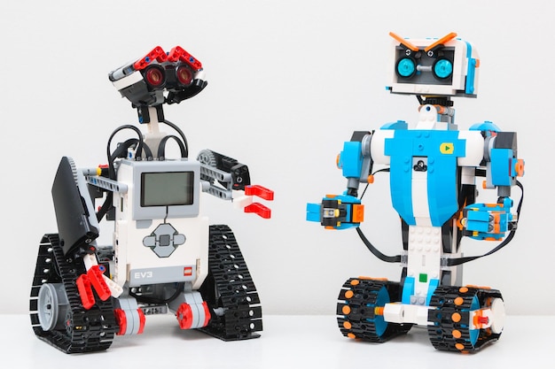 November 2017 Minsk Belarus Lego Boost Robot Vernie VS Lego