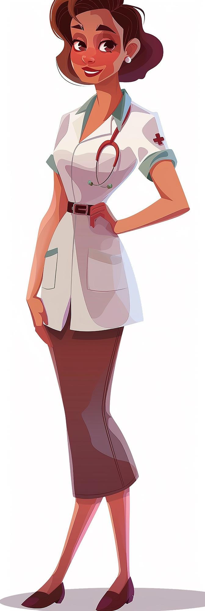 Fotografie nurse cartoon illustration clip art isolated white background medical professional