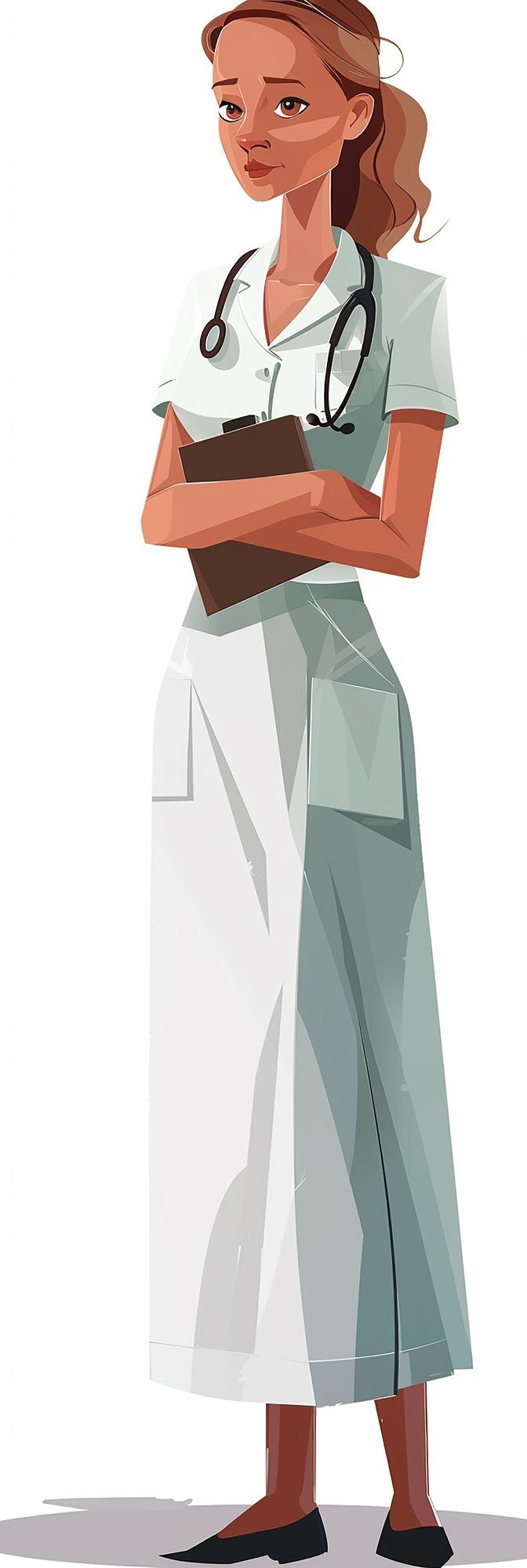Fotografie nurse cartoon illustration clip art isolated white background medical professional