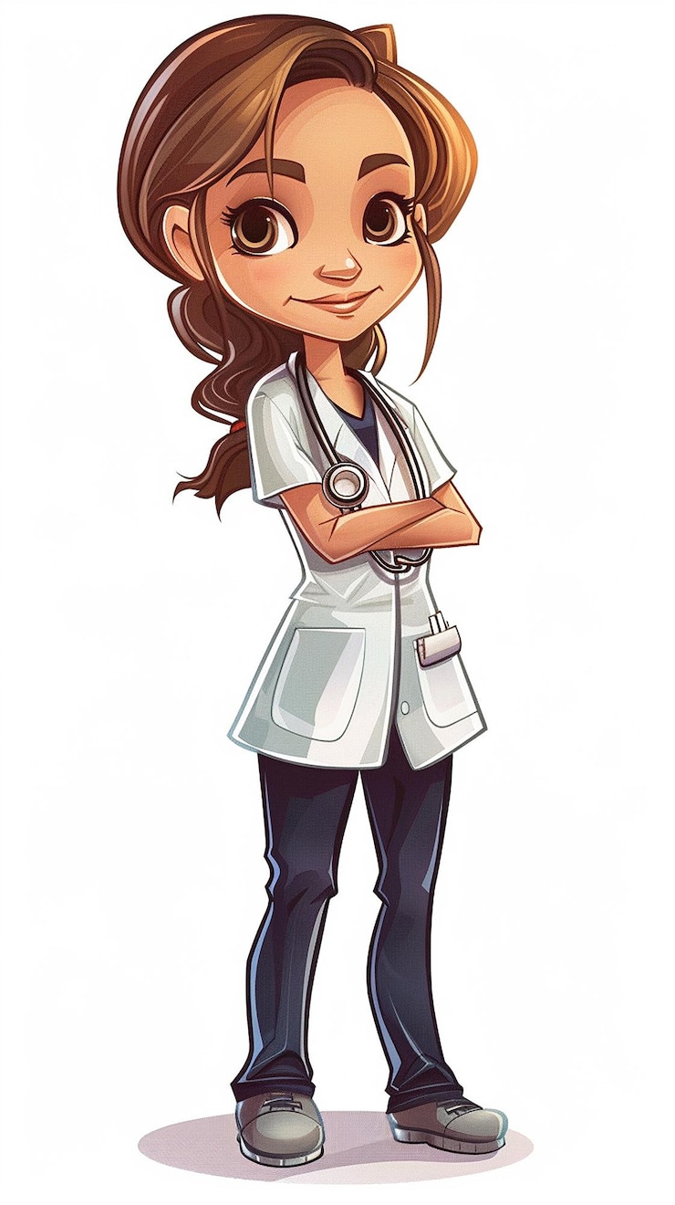 Fotografie nurse cartoon illustration clip art isolated white background medical professional