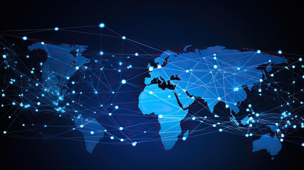 Obchodní koncept globální internetové práce, technologické pozadí s high-tech digitálními daty, koncept budoucí technologie