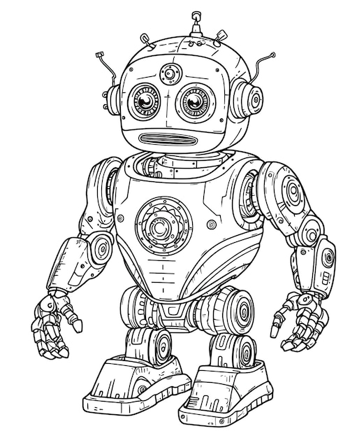 Omalovánky pro děti, mechanický robot, selektivní jemné zaostření