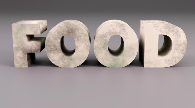 orange sign saying food made from concrete 3d rendered