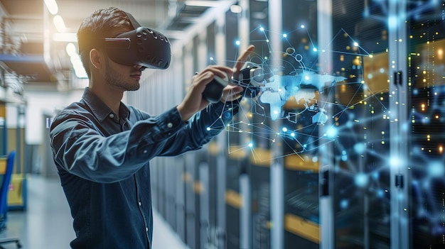 Osoba používající VR a AR brýle
