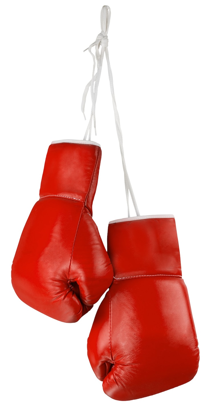 Fotografie pair of blue boxing gloves isolated isolated on white