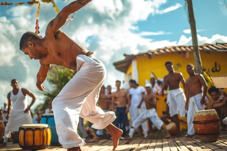 Fotografie participate in a capoeira workshop to learn this b generative ai