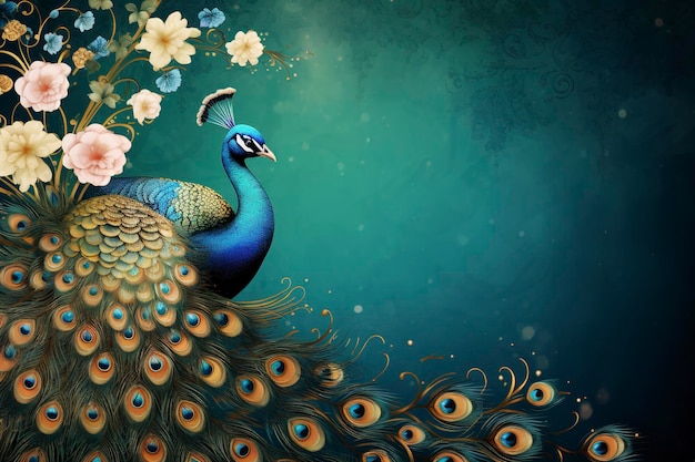 Peacock background with empty space for text