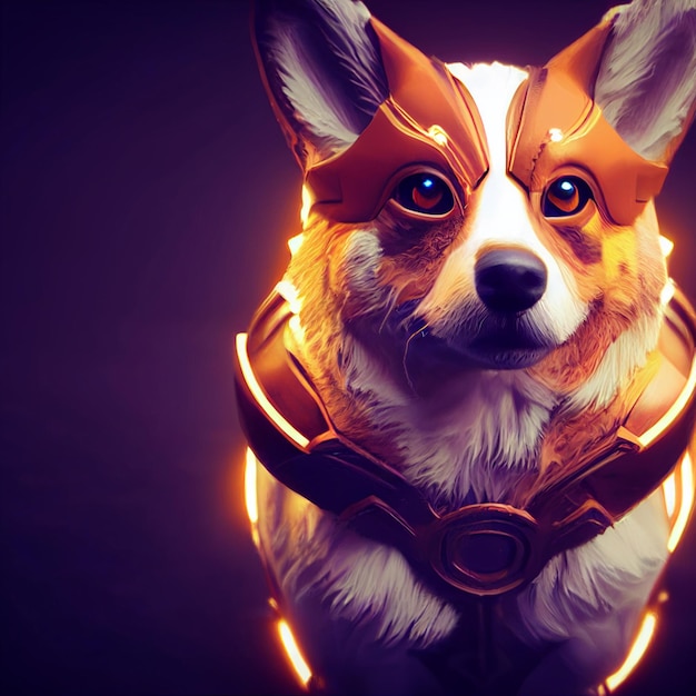 pembroke welsh corgi dog portrait as superhero