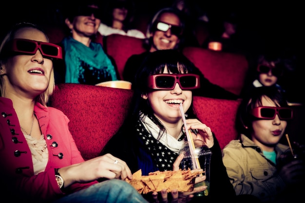 people watching 3d movie at theater