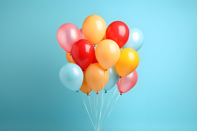 Photo birthday blue background with balloons illustration Happy birthday ai generative