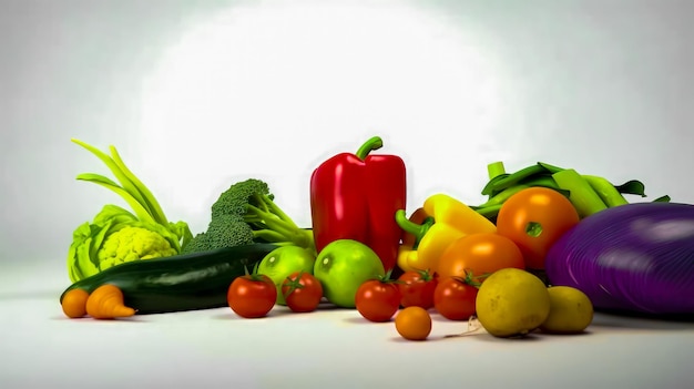 pile of different types of fruits and vegetables generative ai