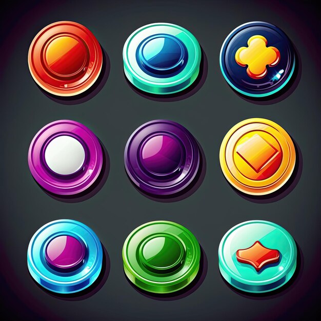 play round game button ai generated colorful glossy frame banner design play round game button illustration