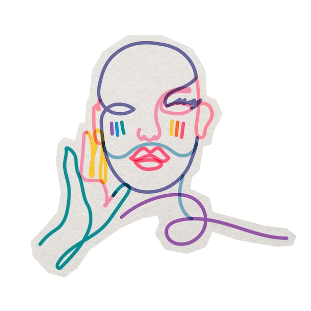 PNG gay man LGBTQ sticker with white border colorful line art illustration transparent background