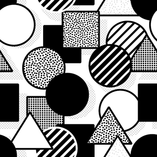 Png seamless Memphis pattern minimal black design transparent background