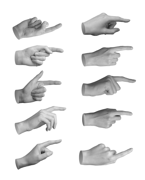 Pointers pointing index fingers set gesturing aside showing something advertising hand sign