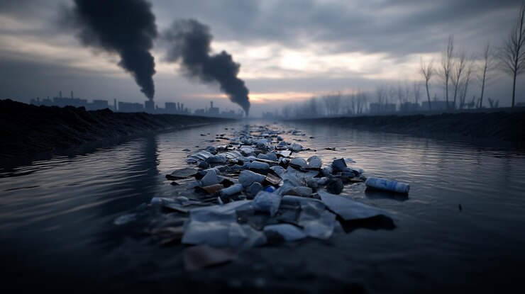Fotografie pollution and waste in an industrial landscape
