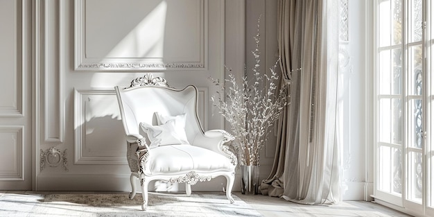 Portrait of Chair in Modern Luxury Room Interior