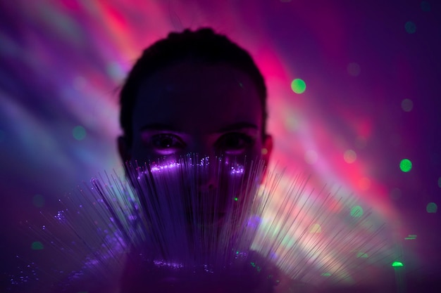 portrait of man against illuminated light