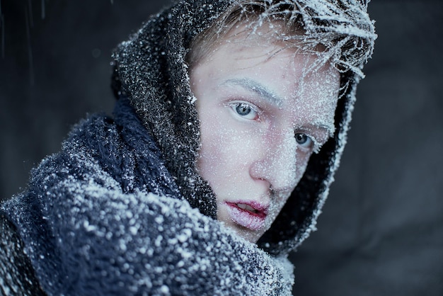 portrait of man in snow