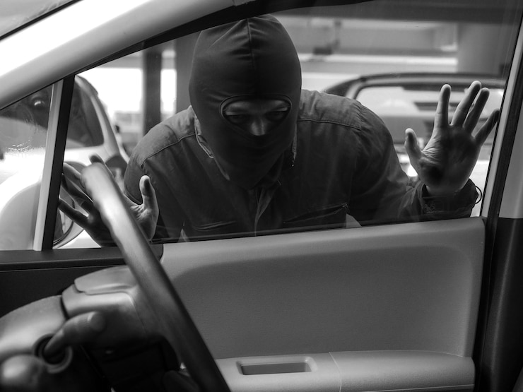 Fotografie portrait of man sitting in car