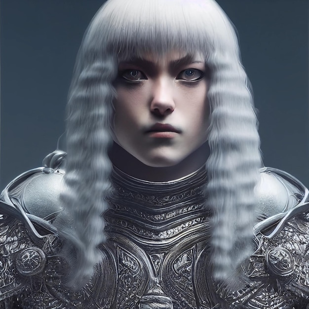 portrait of warrior woman in armor and helmet