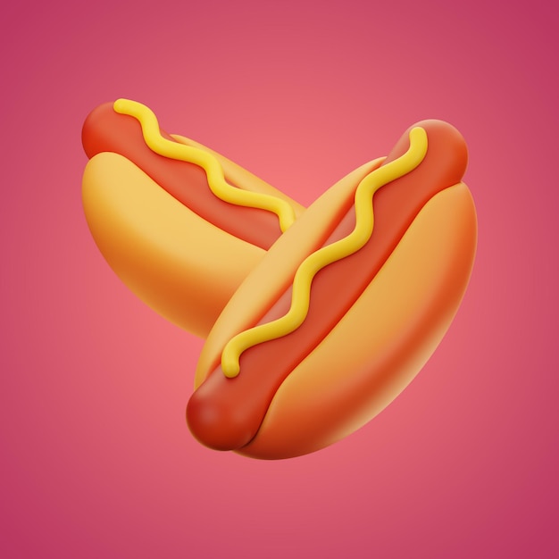 Premium hotdog food icon 3d rendering on isolated background