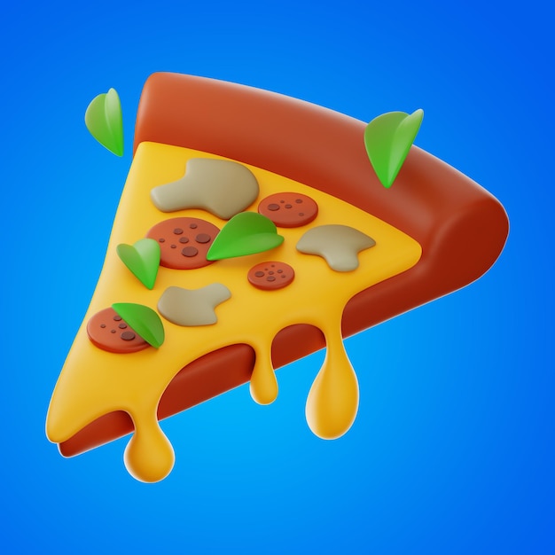premium pizza food icon 3d rendering on isolated background