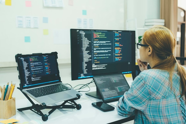 programmer is coding and programming software