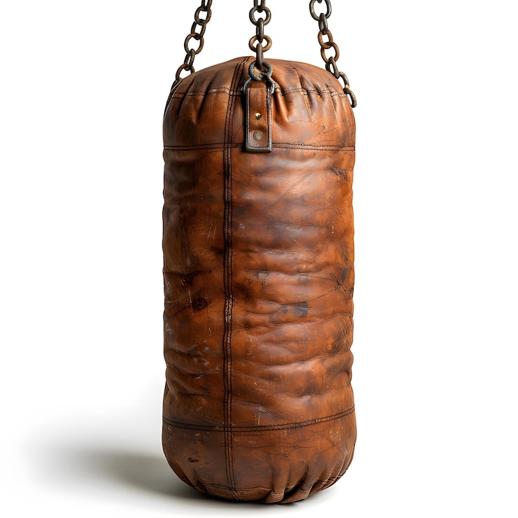 Fotografie punching bag in room isolated on white background realistic