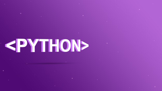 python language name in program brackets on a purple background 3d