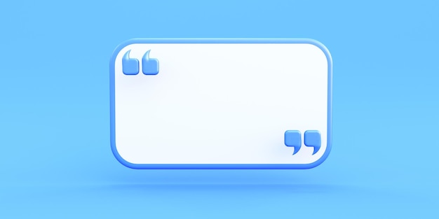 quote frame in blue background 3d render
