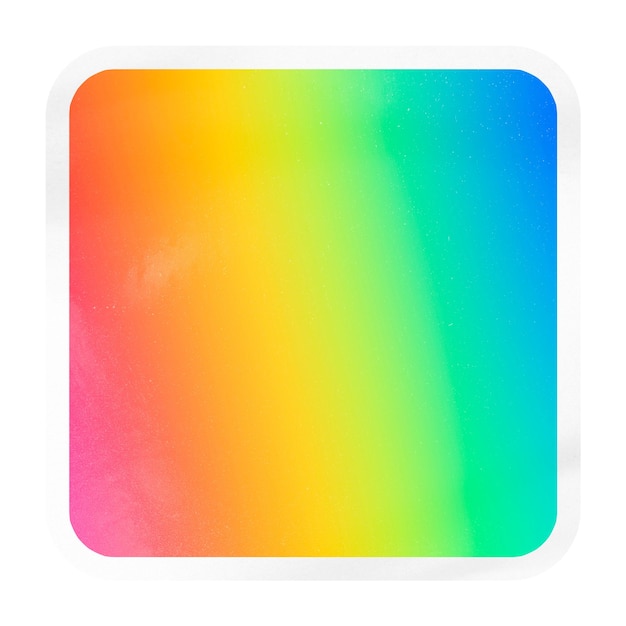 Rainbow gradient png square badge sticker on transparent background