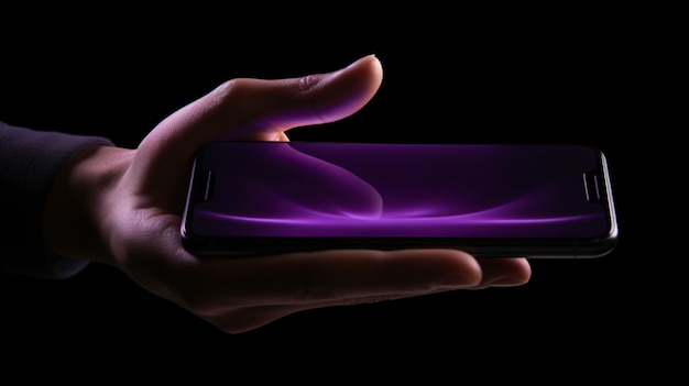 Realistic hand of a guy or woman clutching a purple