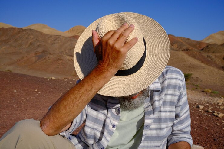 Fotografie rear view of man wearing hat at beach