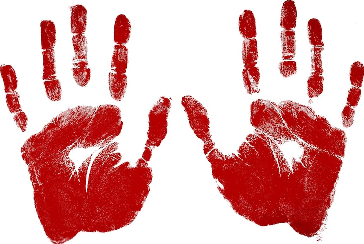Fotografie red handprints - isolated