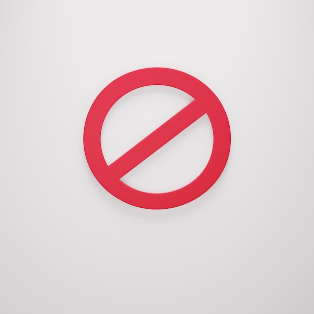 Red prohibition sign Ban symbol 3d render illustration