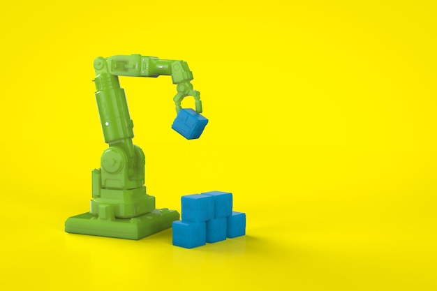 robotic arm arrange toy blocks