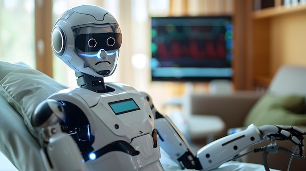 robotic healthcare assistant monitoring elderly patient in home setting