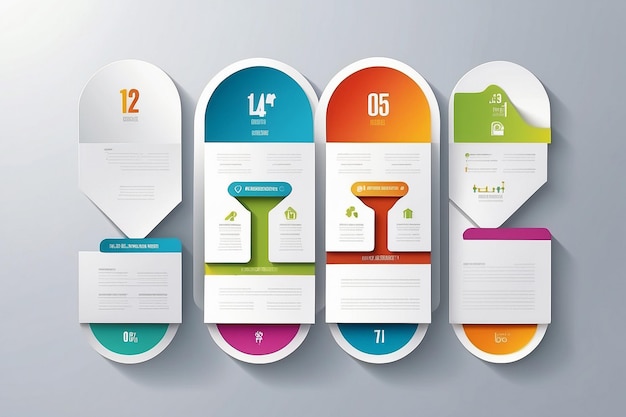 Šablona infografiky, kterou lze použít pro rozložení workflow, číselné možnosti, web design