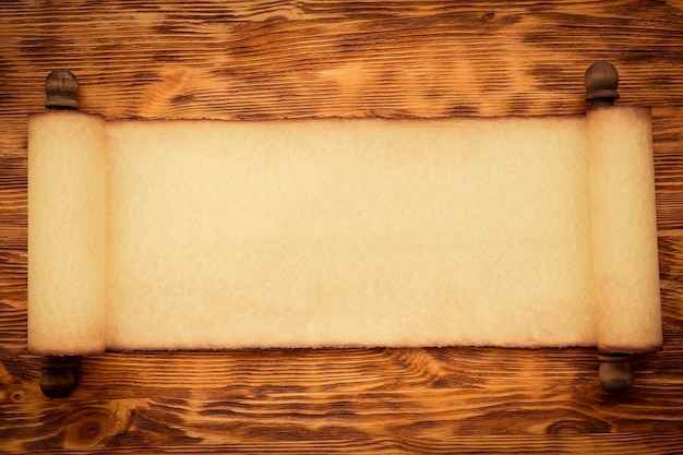 santa claus paper scroll on wood background