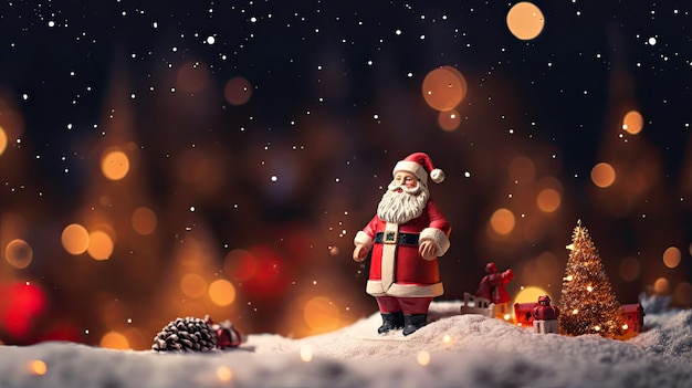 Santa with Christmas tree on Christmas Season Night