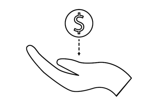 save money flat outline icon minimalistic symbol black line sign art